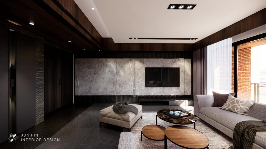 桃園室內設計裝潢公司作品-現代奢華風客廳電視牆設計