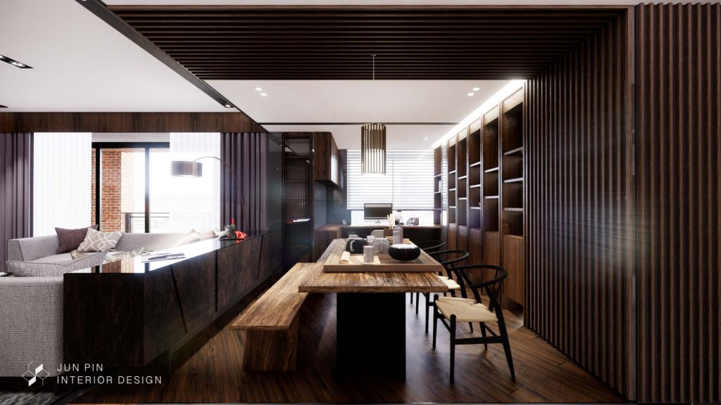 桃園室內設計裝潢公司作品-現代奢華風客廳與餐廳