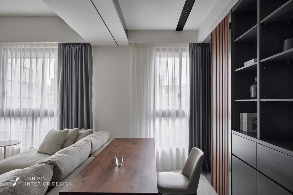 台北中山區泛亞長安現代風室內設計裝潢客廳與開放式書房設計