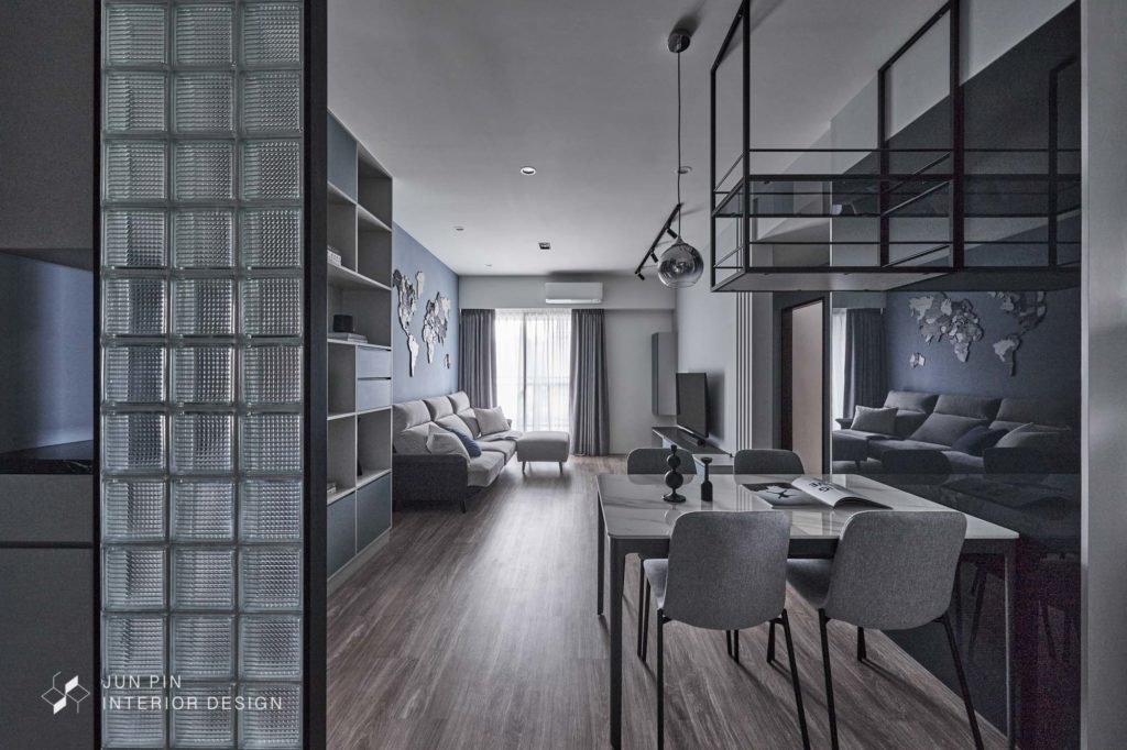 新北板橋京板澤室內設計裝潢現代風格單身宅客廳餐廳收納