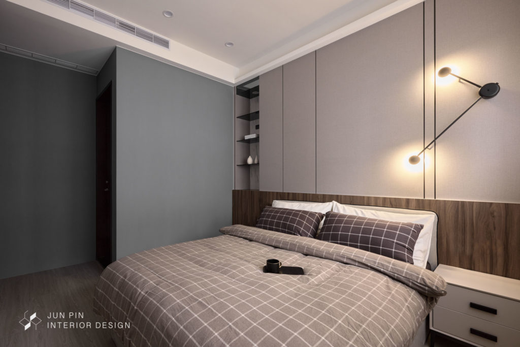 新北新莊宏普雙橡園室內設計裝潢28坪醫生現代風單身宅臥室房間壁燈