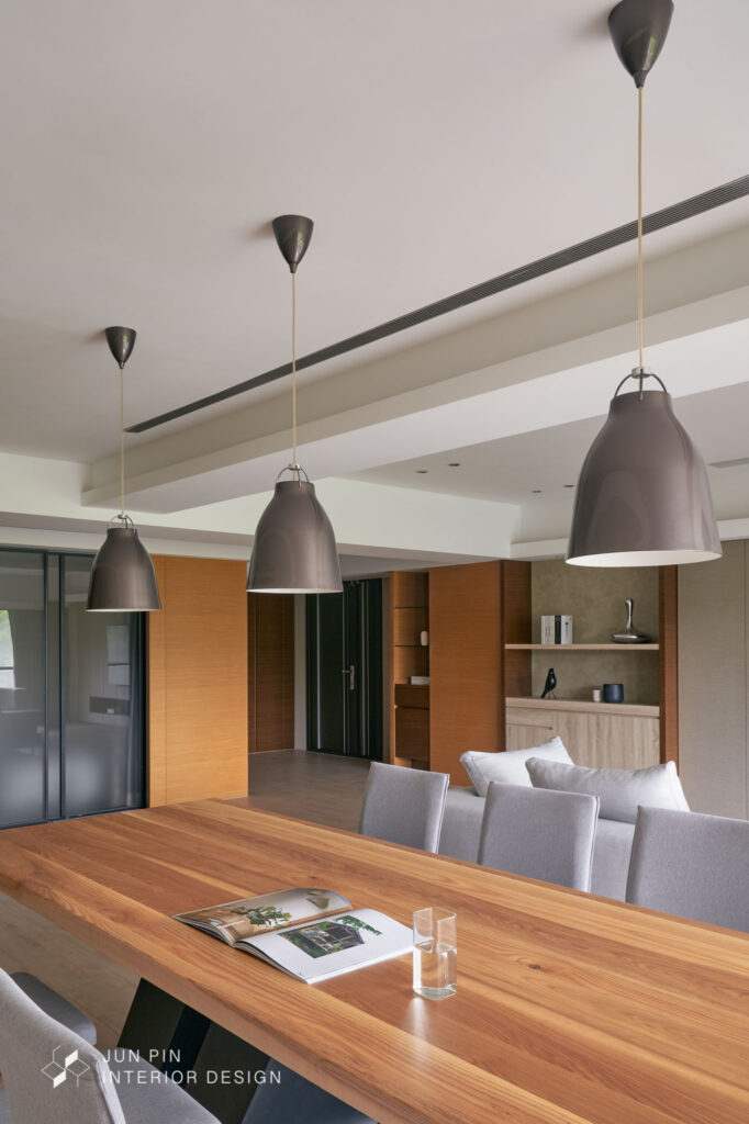 台北北投榮華富貴室內設計裝潢40坪現代風豪宅設計餐廳燈具