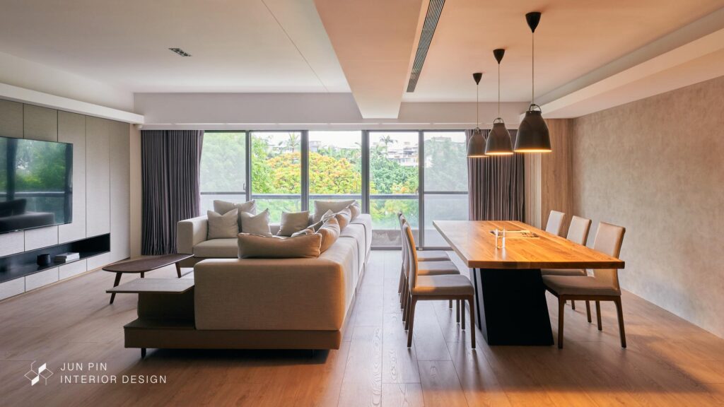 台北北投榮華富貴室內設計裝潢40坪現代風豪宅設計客廳餐廳