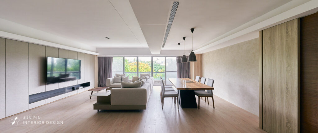 台北北投榮華富貴室內設計裝潢40坪現代風豪宅設計客廳餐廳